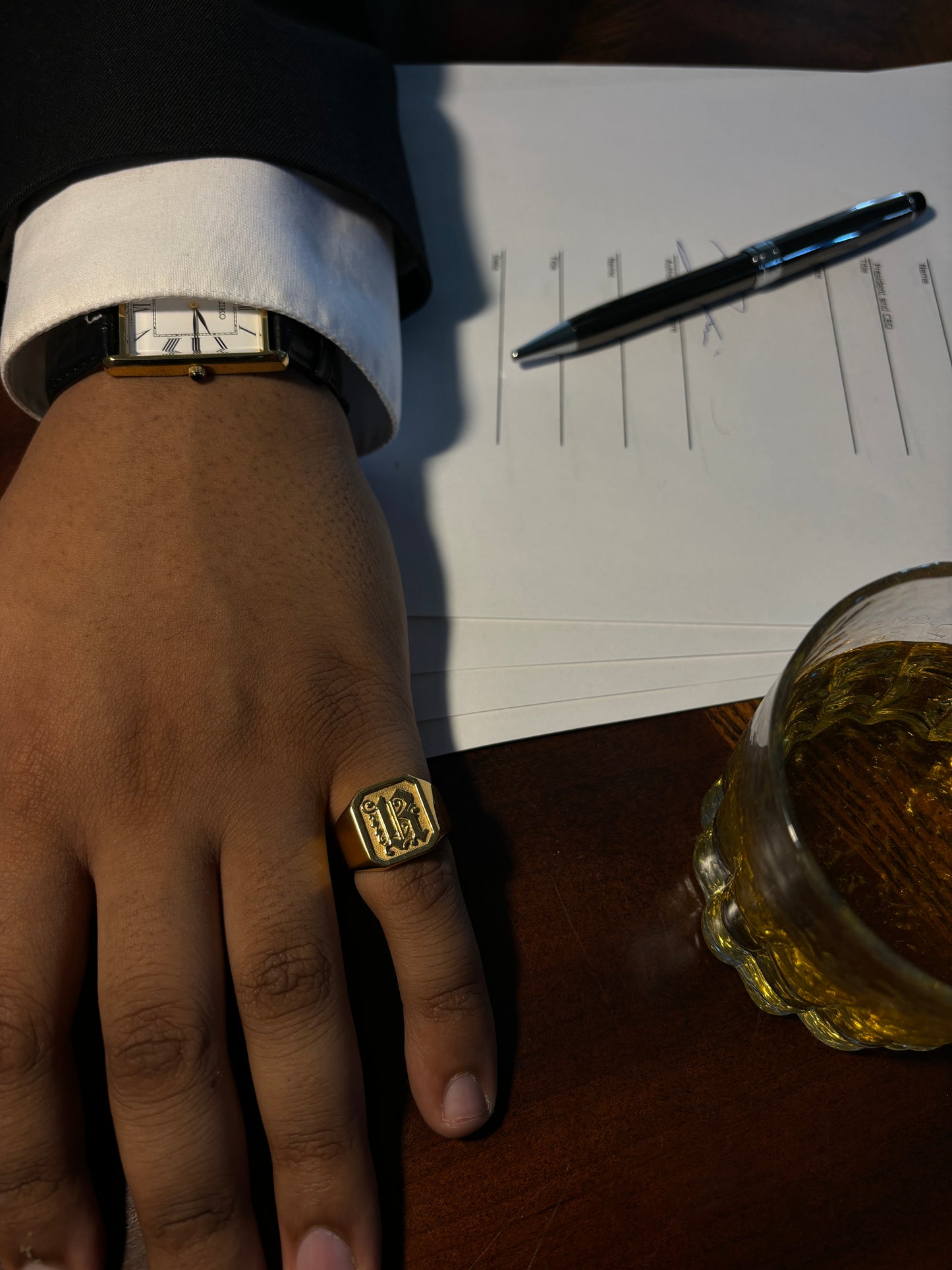 "R" Monogram Signet Ring