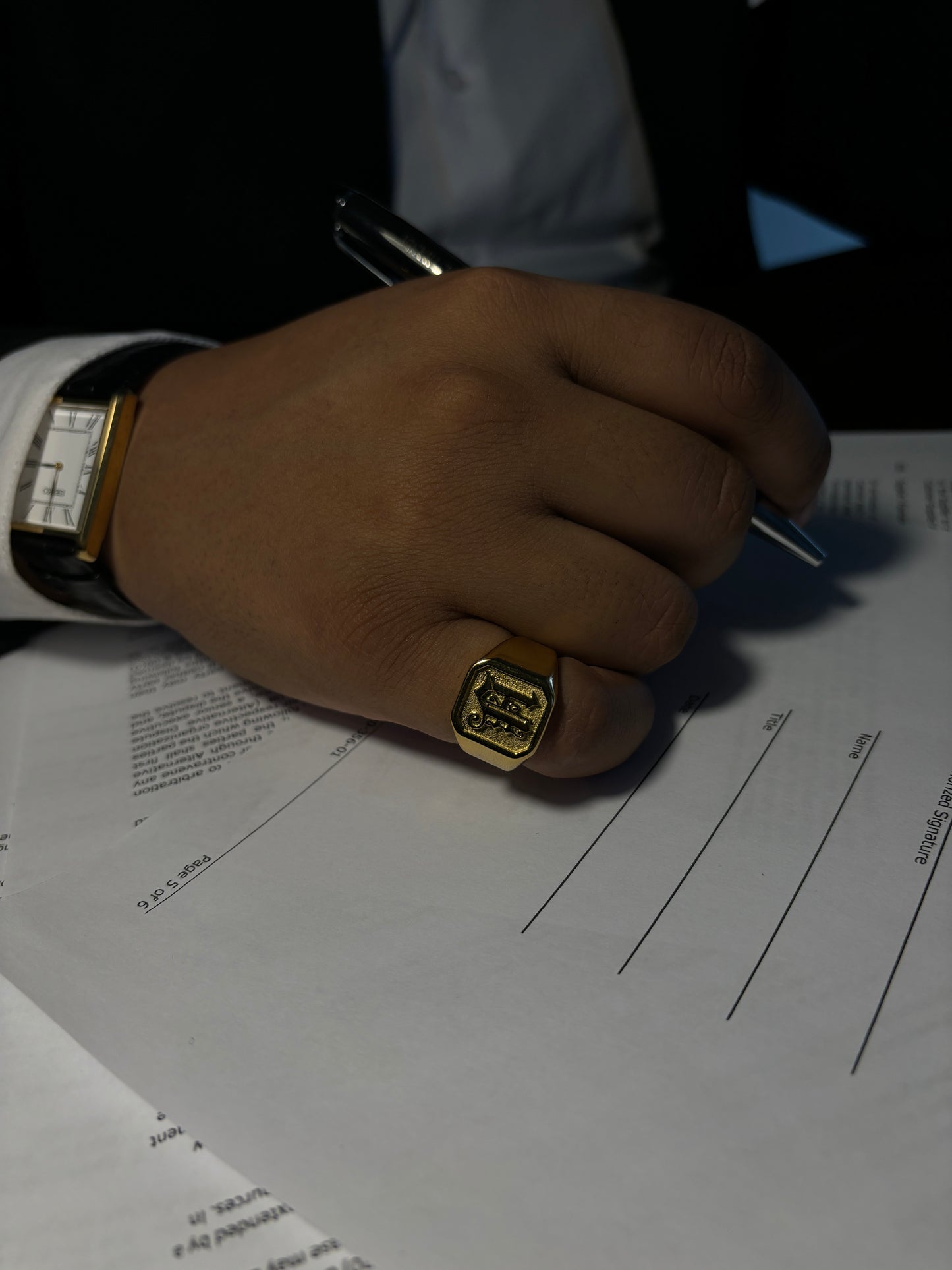 "A" Monogram Signet Ring