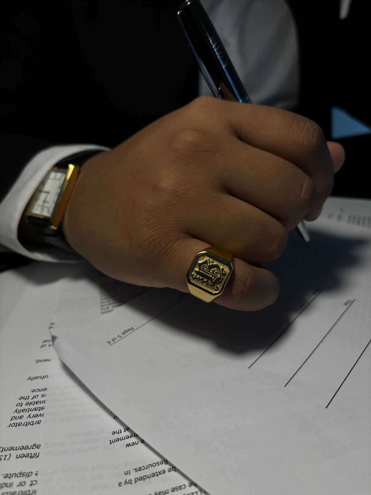 "B" Monogram Signet Ring