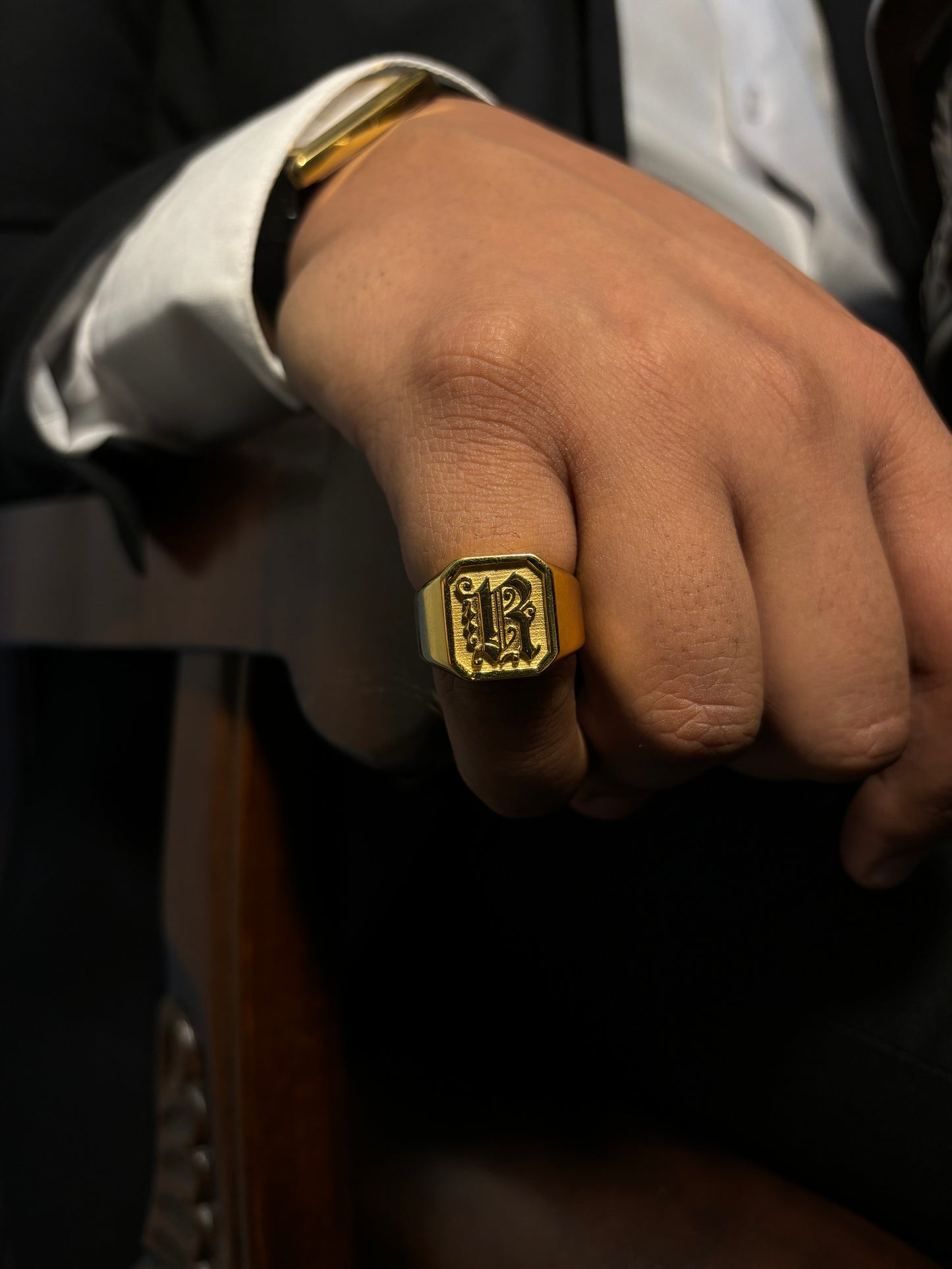 "R" Monogram Signet Ring