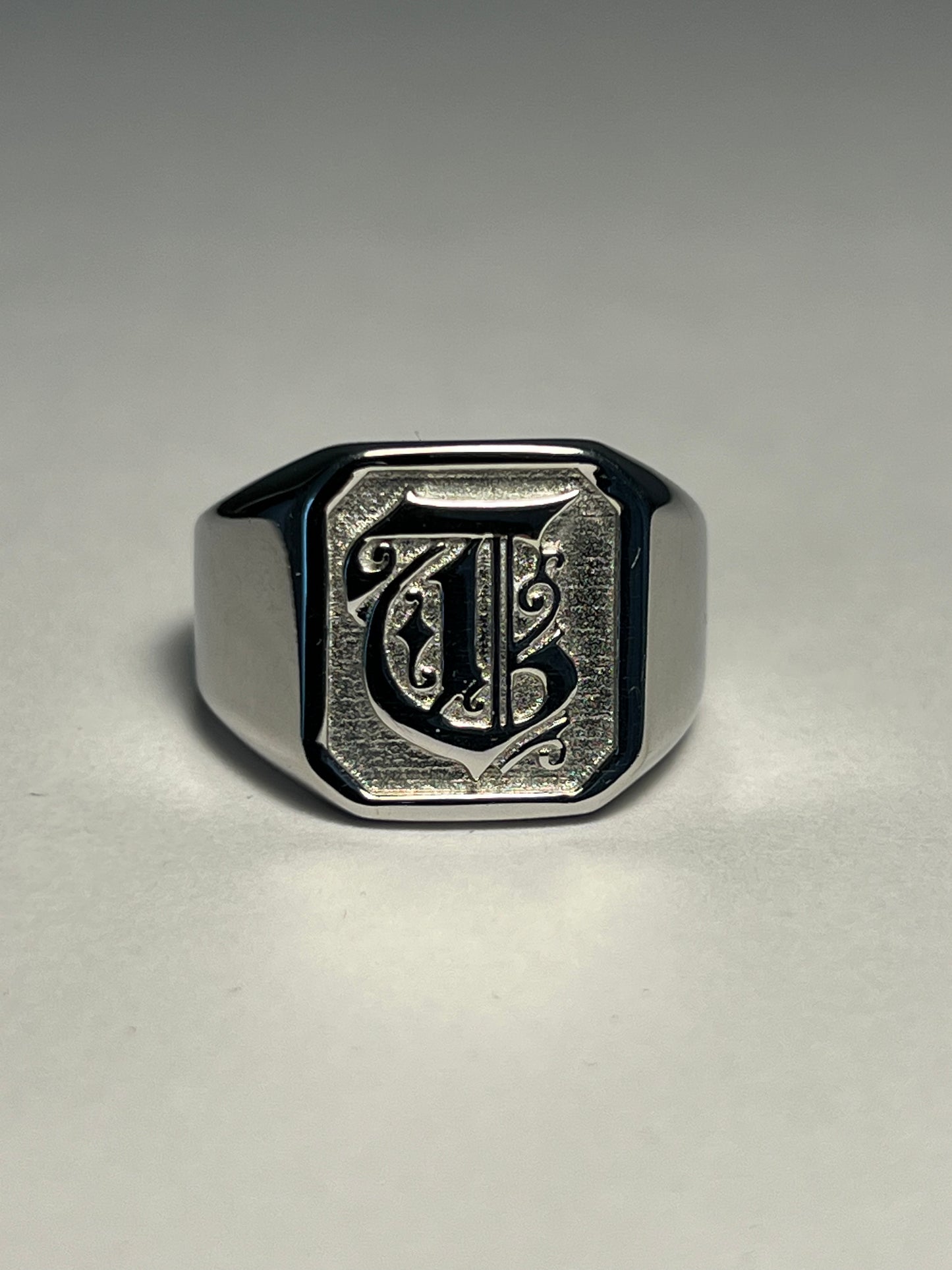 "T" Monogram Signet Ring