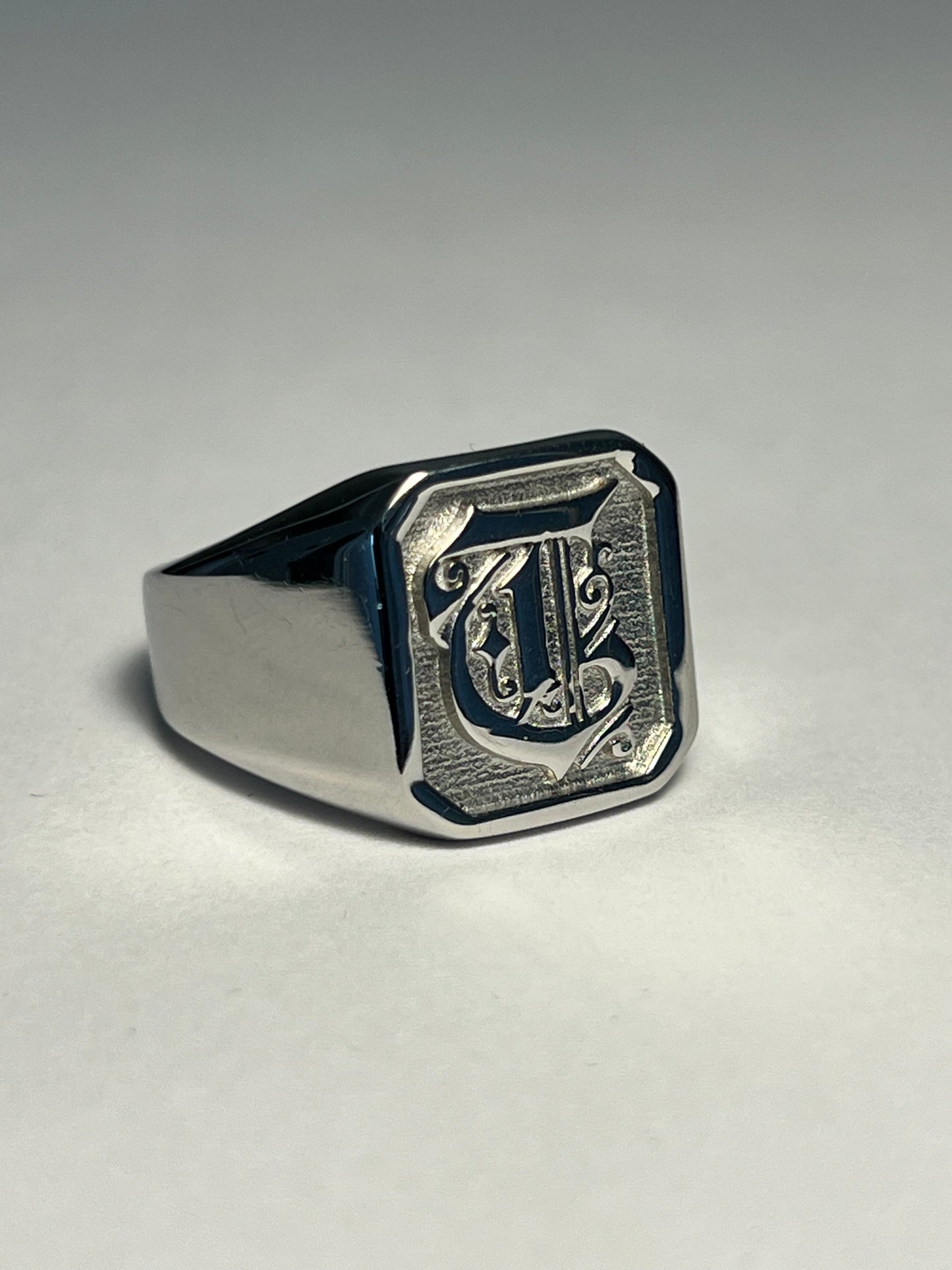 "T" Monogram Signet Ring