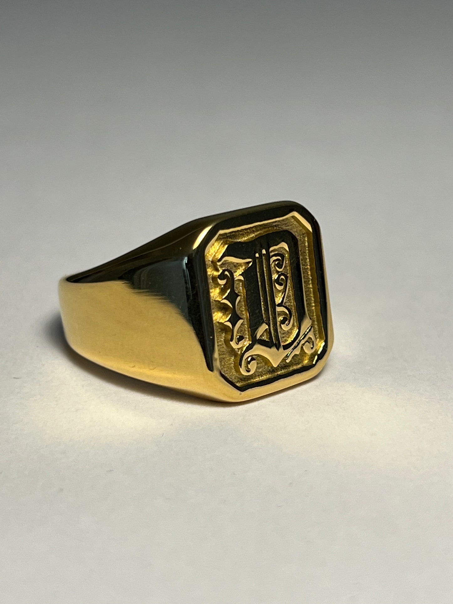 "D" Monogram Signet Ring